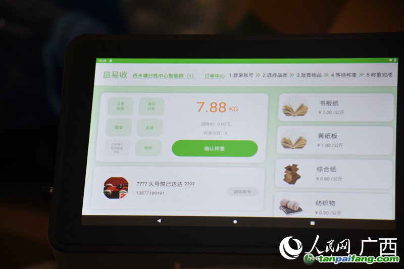 廢舊品稱重計(jì)數(shù)。人民網(wǎng) 王功孝攝